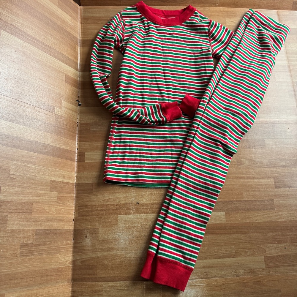 Hanna Anderson striped Christmas holiday pajamas size 10 unisex cotton